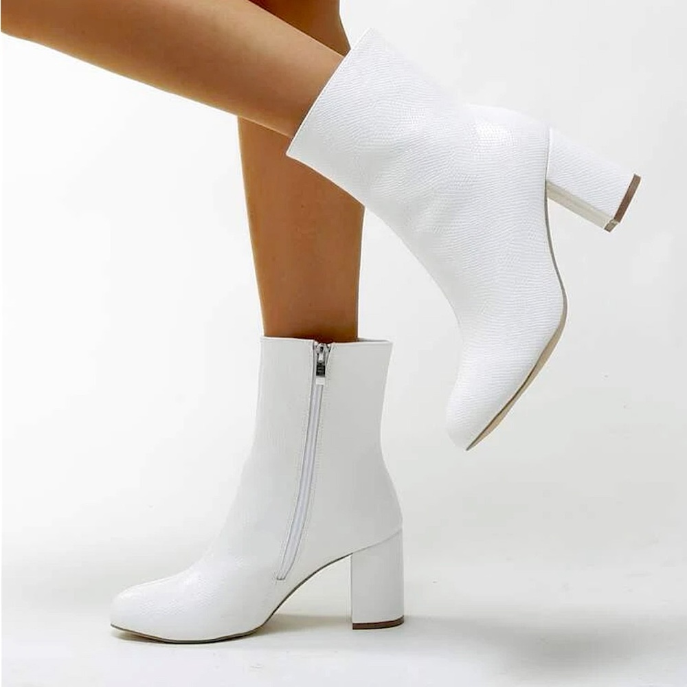 White snake embossed bootie